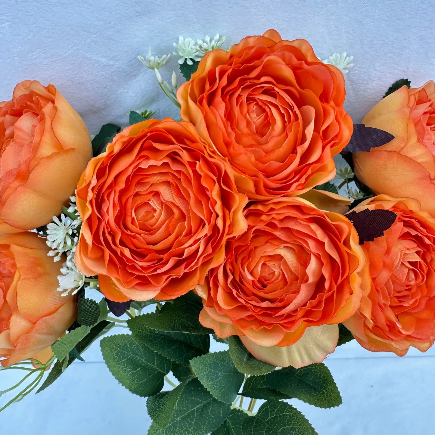 Orange Silk Wrapped Rose Bush - 7 Heads RosesHQ.com