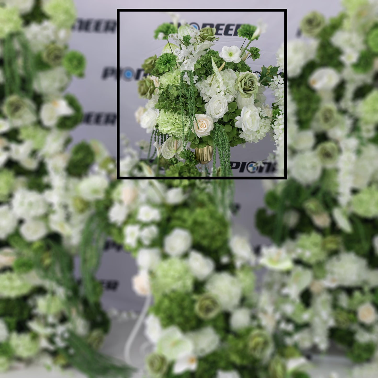 Green & White Rose Floral Centerpiece