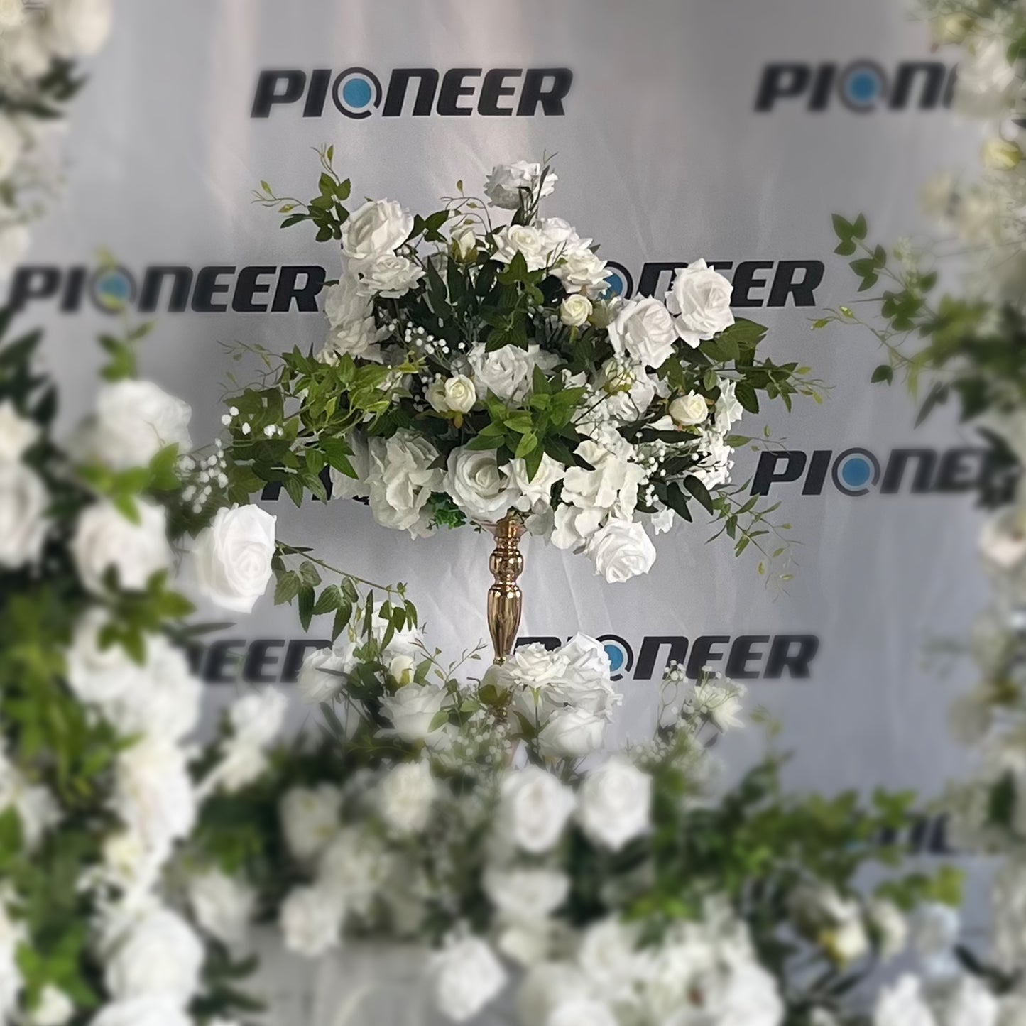 Premium White Rose Floral Display Centerpiece