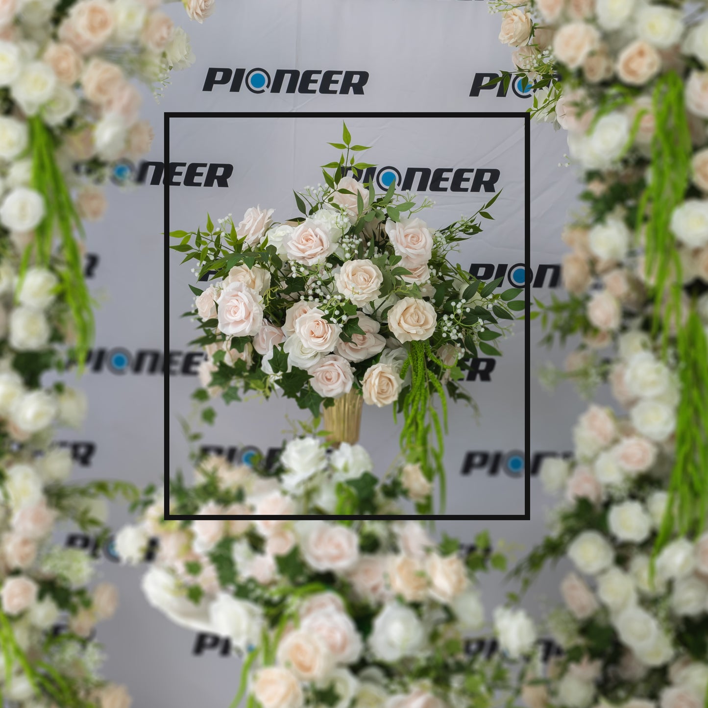 Blush & White Rose Ceremony Centerpiece