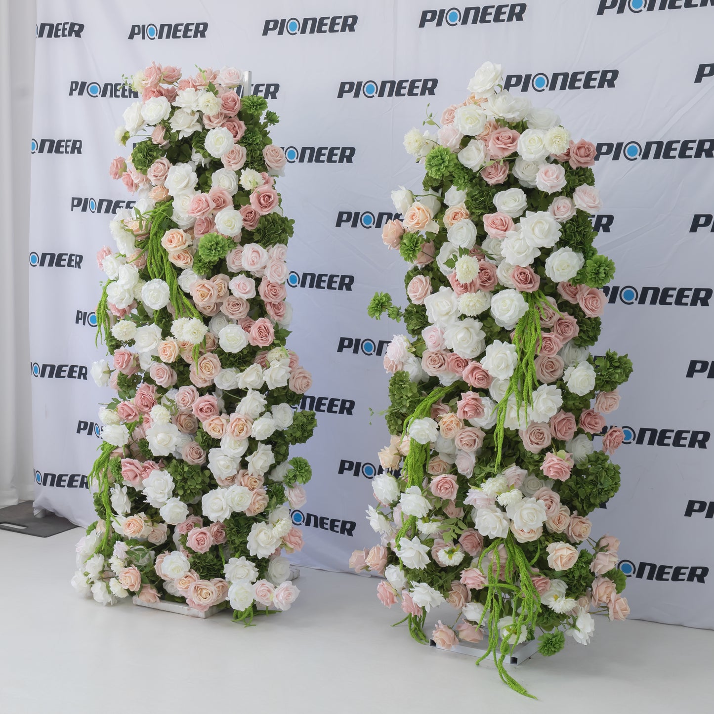 Pink & White Flower Pillar Archway Ceremony Set