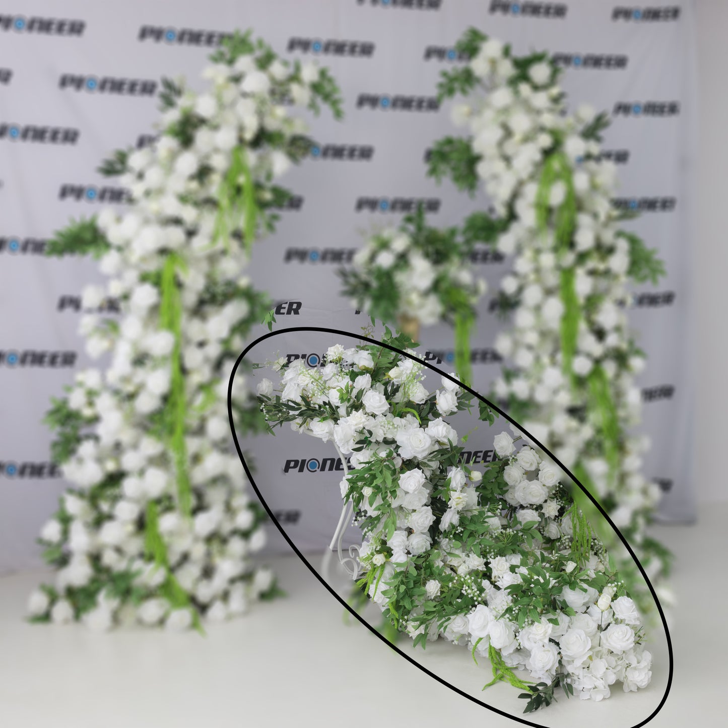 White Rose Cascade Floral Runner