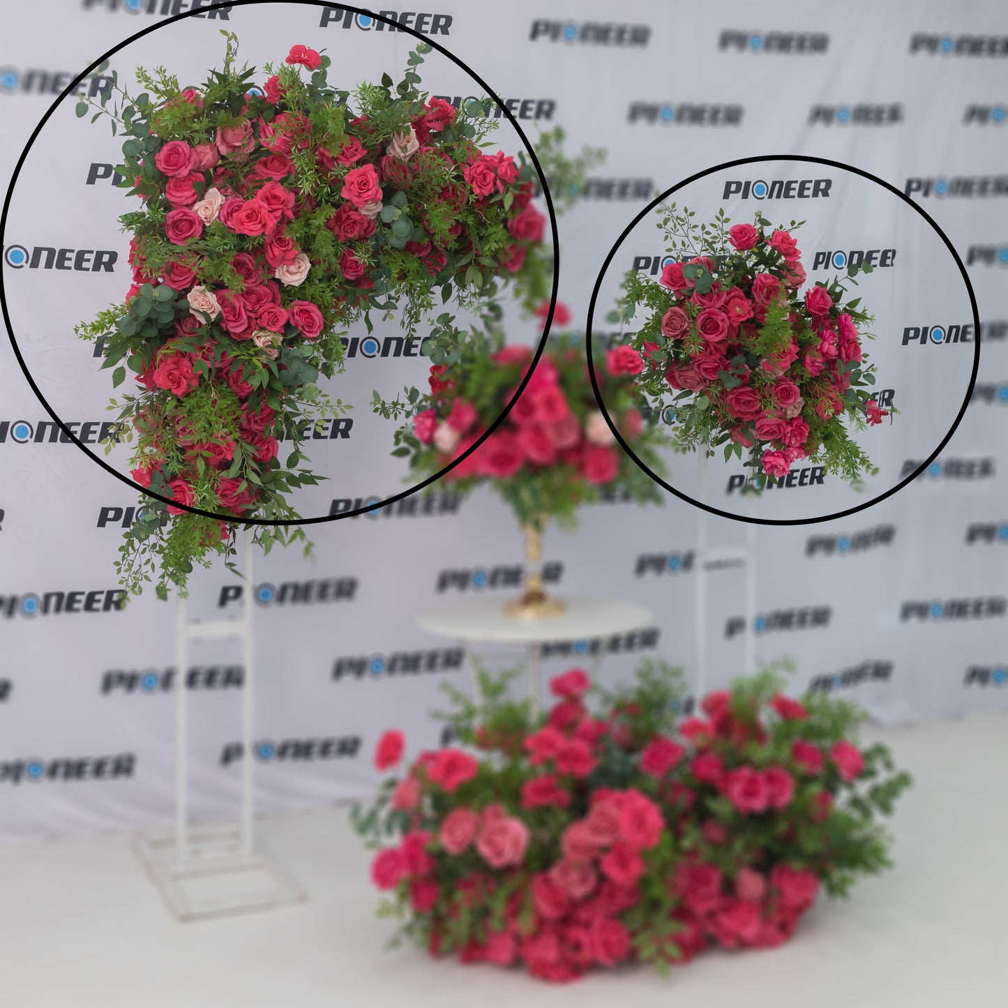 Cascading Fuchsia Rose Hanging Backdrop