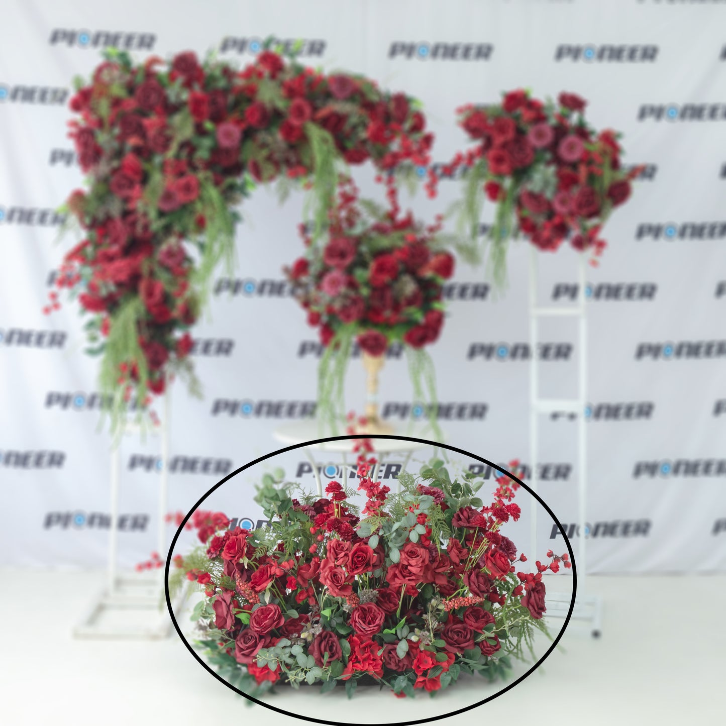Burgundy Rose & Eucalyptus Floral Runner