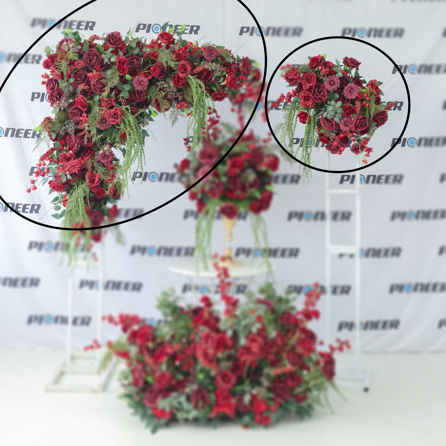 Textured Burgundy Rose & Greenery Hanging Backdrop