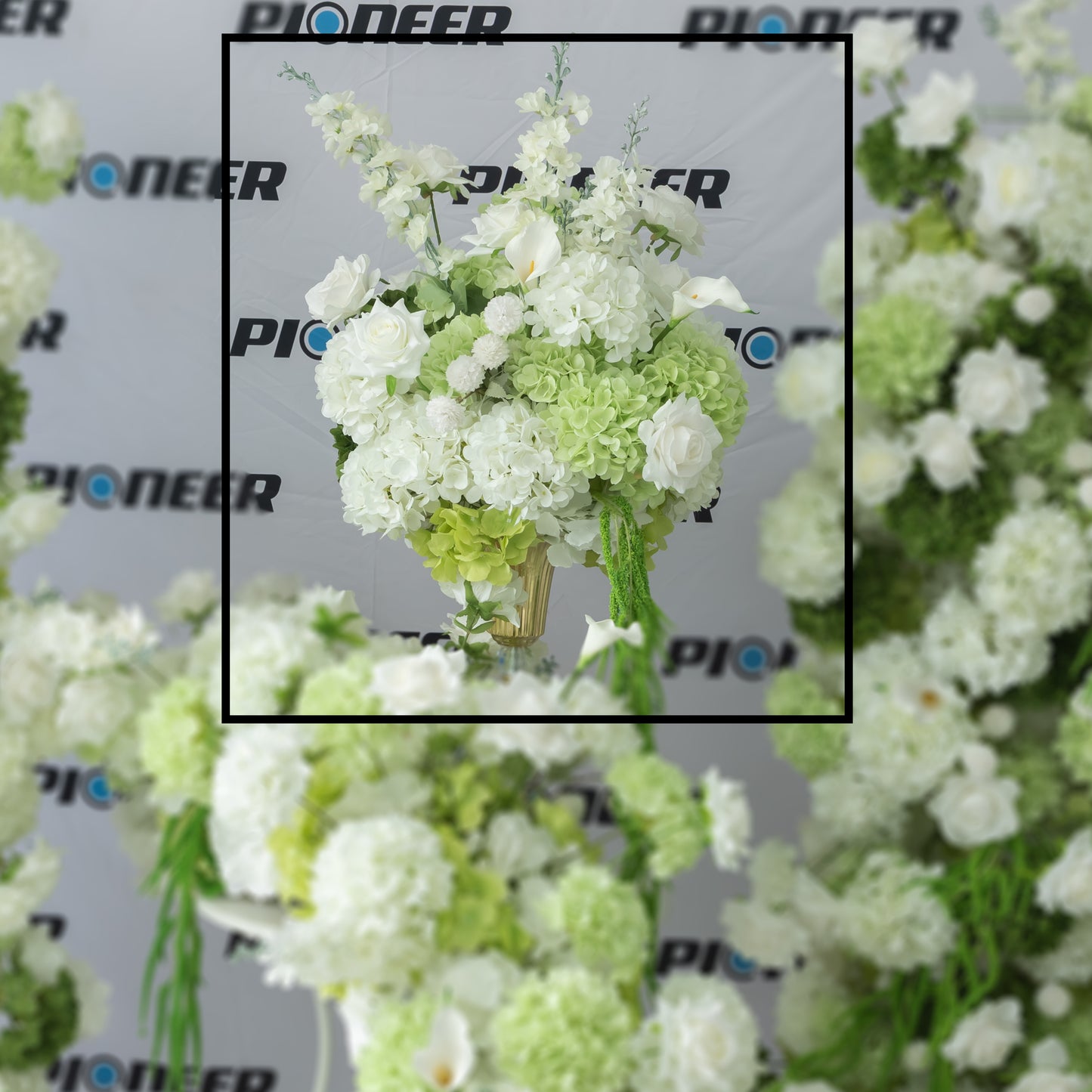 White & Green Hydrangea Floral Centerpiece