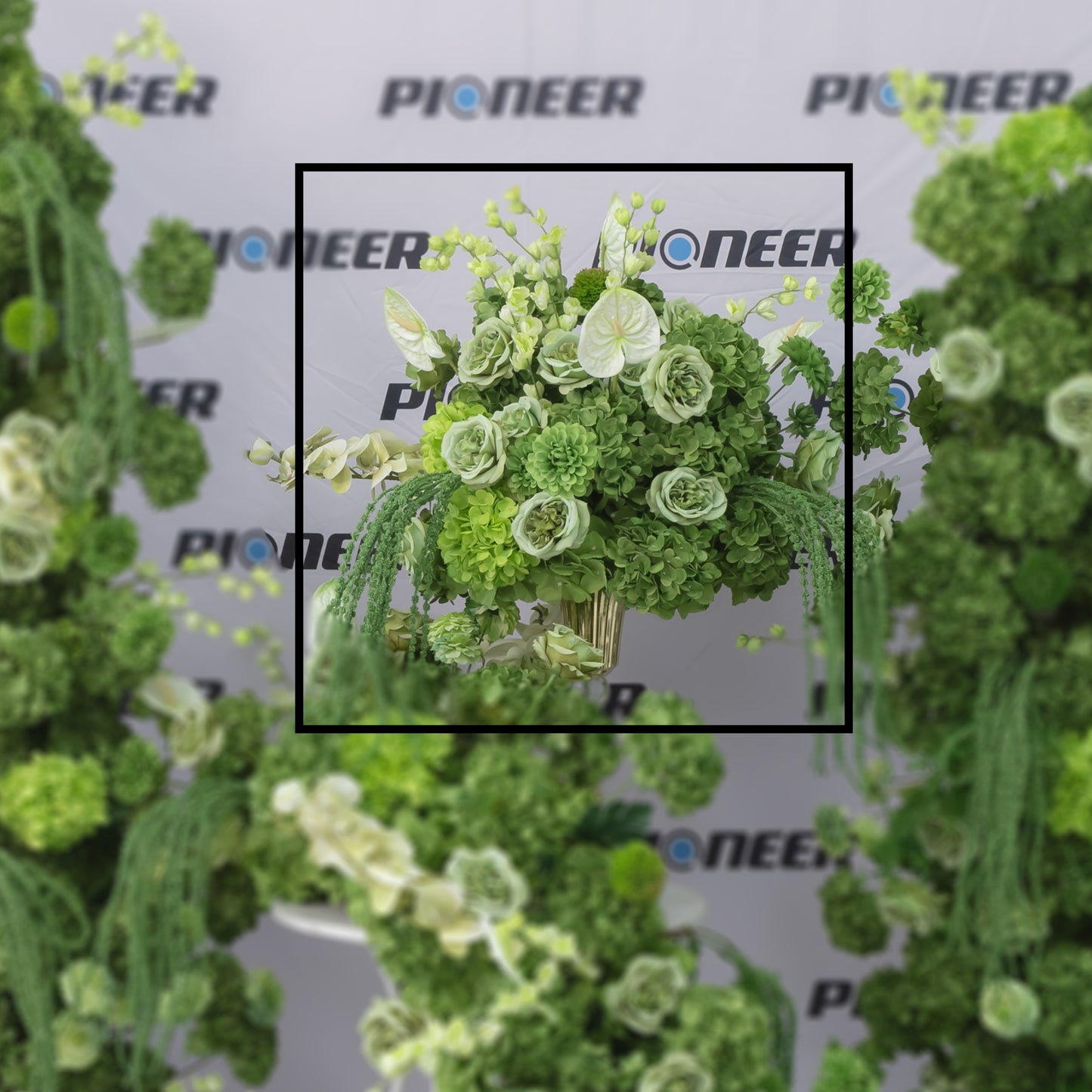 Lush Botanical Green Hydrangea Floral Centerpiece