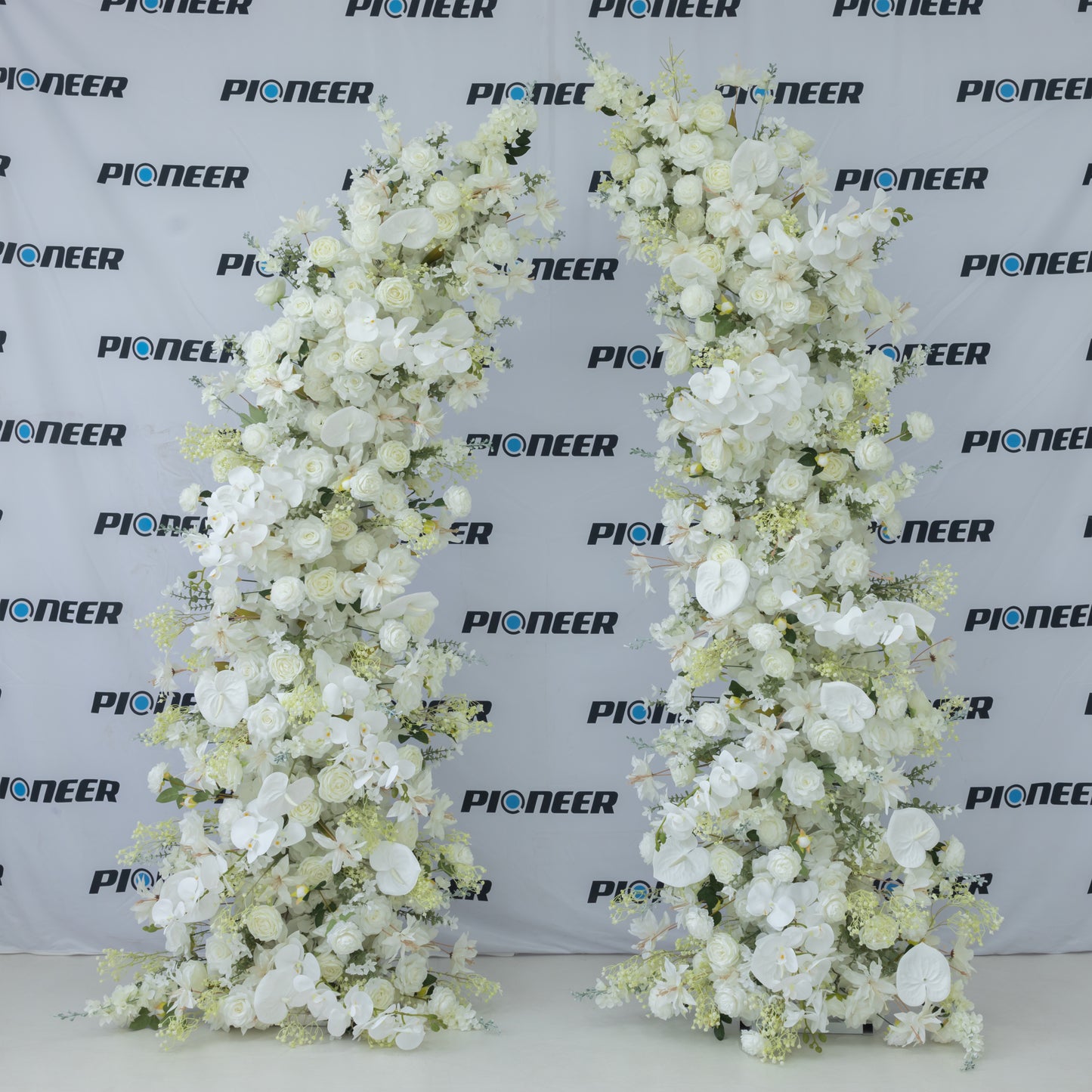 Superior White Rose, Orchid and Anthurium Floral Horn Arch Set
