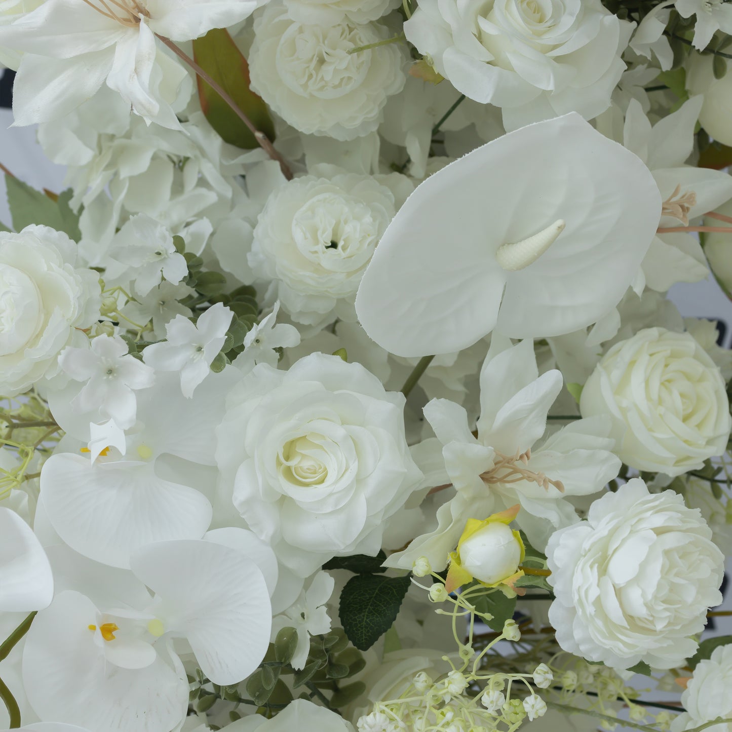 Superior White Rose, Orchid and Anthurium Floral Horn Arch Set