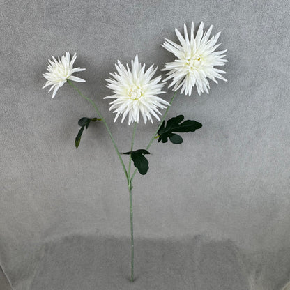 White Silk Flame Chrysanthemum Spray - 3 Heads