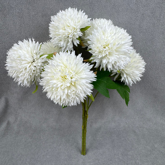 Ivory Silk Golden Ball Bush - 7 Heads