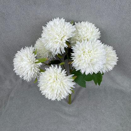 Ivory Silk Golden Ball Bush - 7 Heads