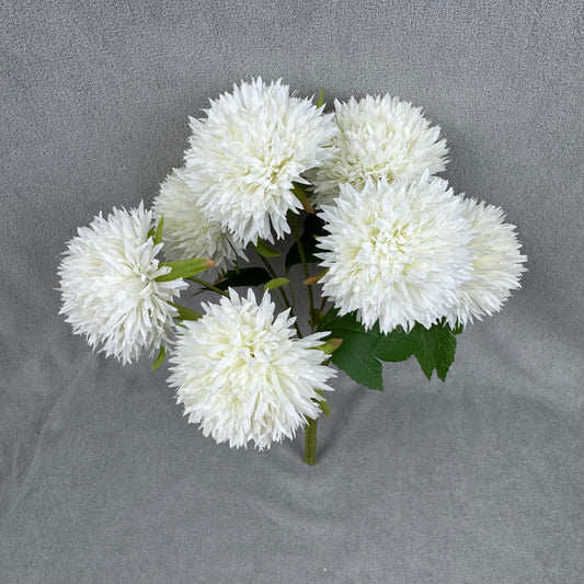 Ivory Silk Golden Ball Bush - 7 Heads