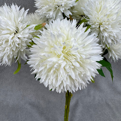 Ivory Silk Golden Ball Bush - 7 Heads