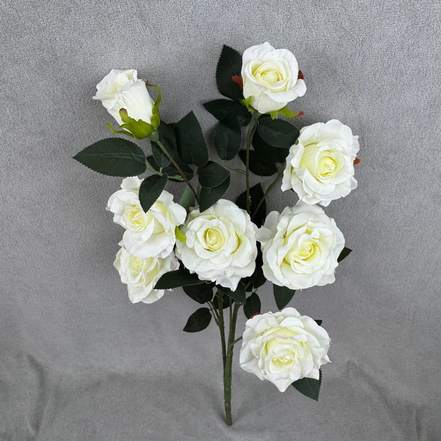 Ivory Silk Classic Rose Branch - 8 Heads