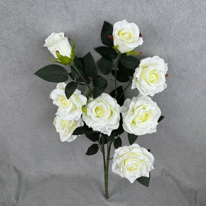 Ivory Silk Classic Rose Branch - 8 Heads