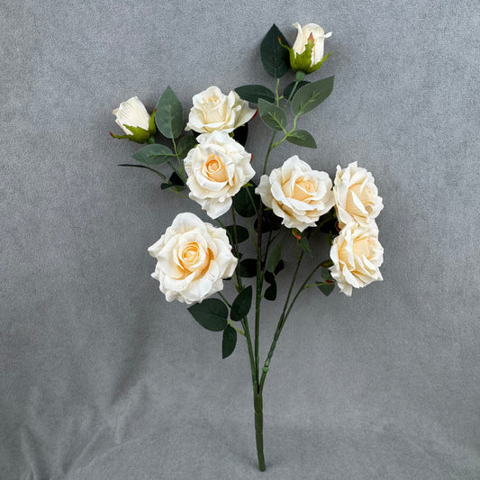 Champagne Silk Classic Rose Branch - 8 Heads