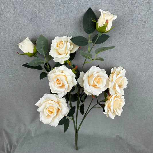 Champagne Silk Classic Rose Branch - 8 Heads RosesHQ.com