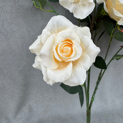 Champagne Silk Classic Rose Branch - 8 Heads