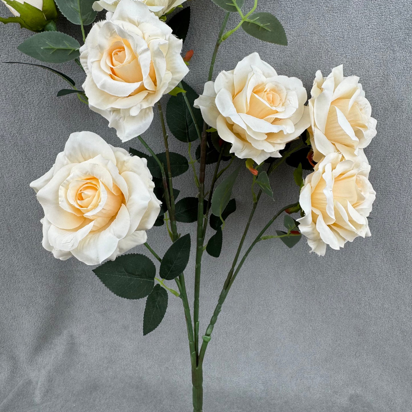 Champagne Silk Classic Rose Branch - 8 Heads