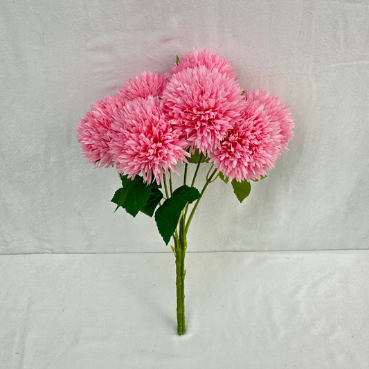 Pink Silk Golden Ball Bush - 7 Heads