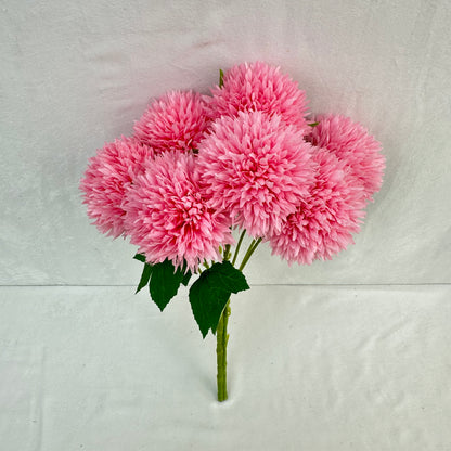 Pink Silk Golden Ball Bush - 7 Heads