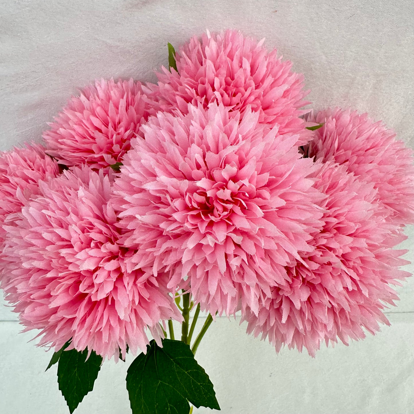 Pink Silk Golden Ball Bush - 7 Heads