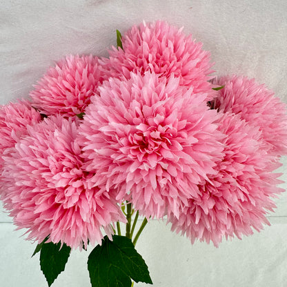 Pink Silk Golden Ball Bush - 7 Heads