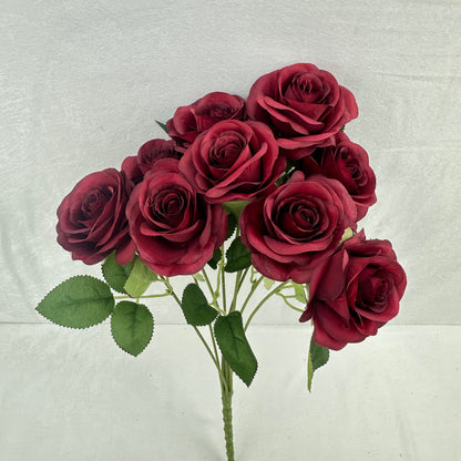 Red Silk Holland Rose Bush - 9 Heads