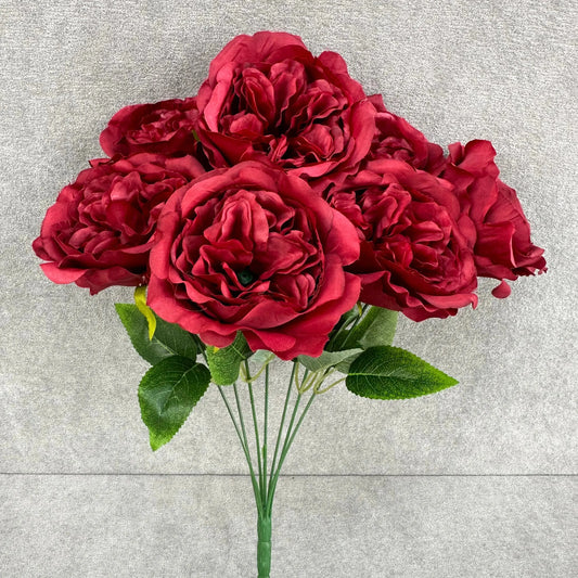 Red Silk Austin Rose Bush - 7 Heads RosesHQ.com