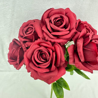 Red Silk Wedding Rose Bush - 7 Heads