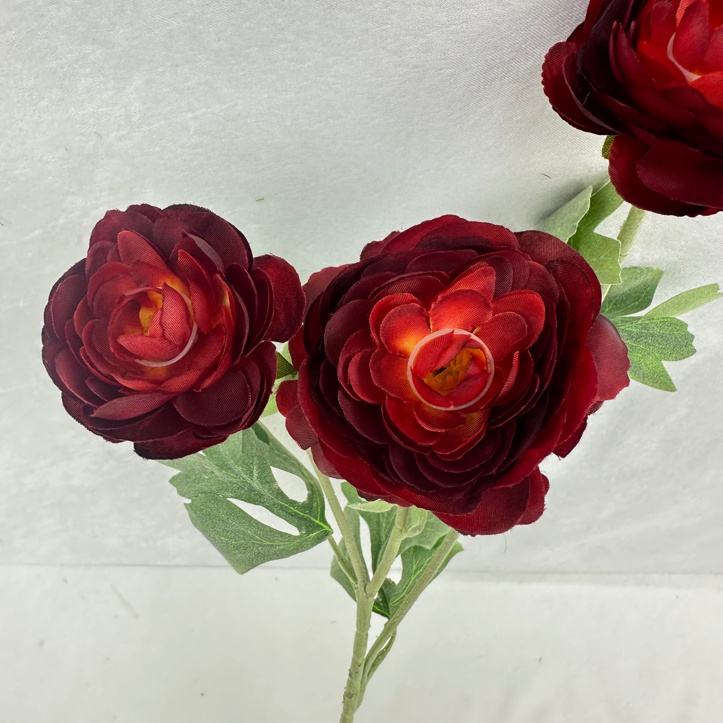 Red Silk Nerine Rose Spray - 3 Heads