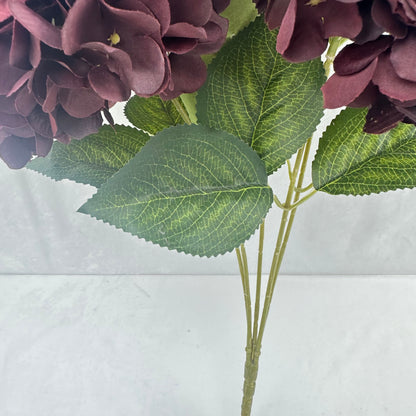 Red Silk French Hydrangea Bush - 5 Heads