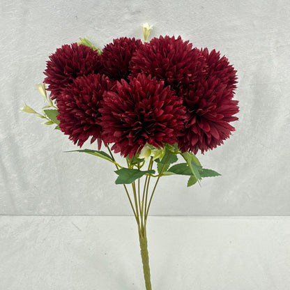 Red Silk Needle Chrysanthemum Bush - 7 Heads