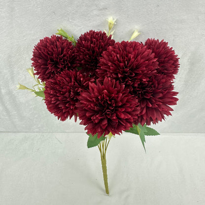 Red Silk Needle Chrysanthemum Bush - 7 Heads