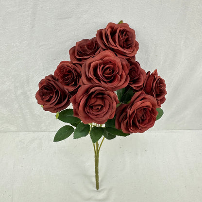 Brown Silk Wedding Rose Bush - 9 Heads