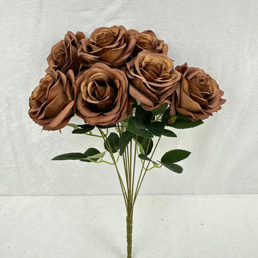 Brown Silk Wedding Rose Bush - 9 Heads RosesHQ.com