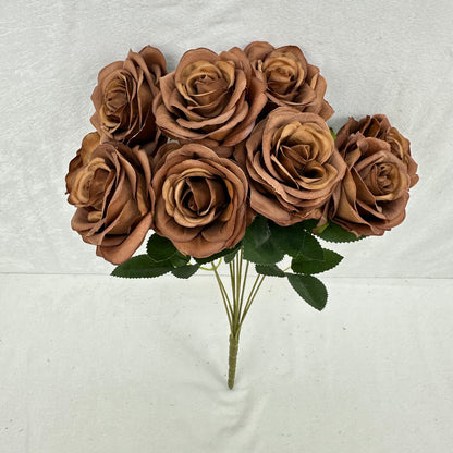 Brown Silk Wedding Rose Bush - 9 Heads