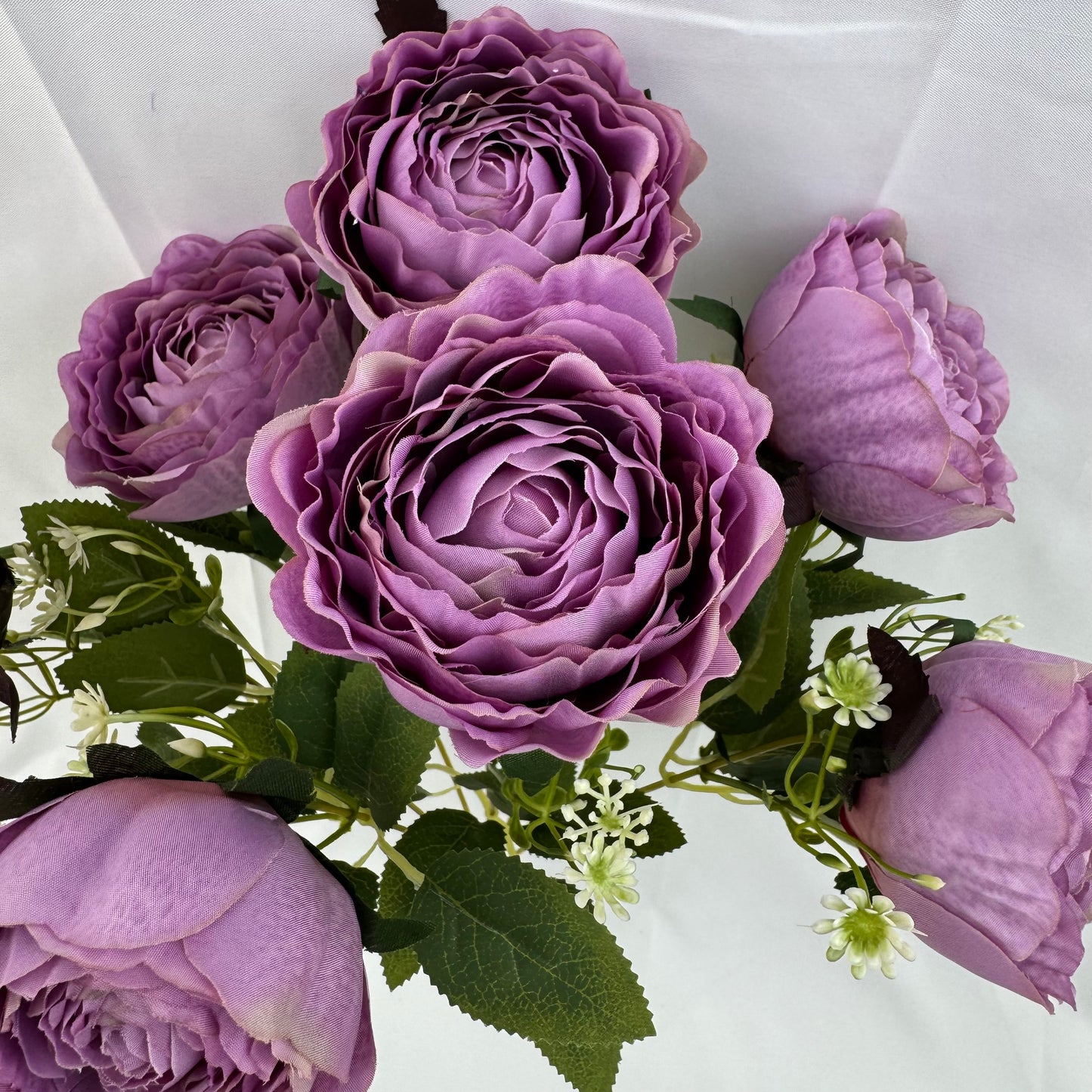 Lilac Silk Wrapped Rose Bush - 7 Heads