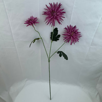 Pink Silk Flame Chrysanthemum Spray - 3 Heads