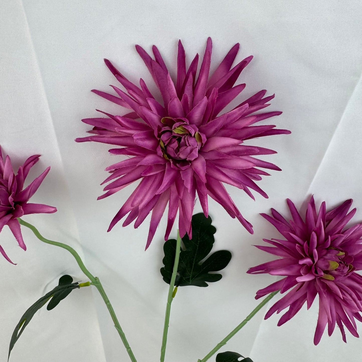 Pink Silk Flame Chrysanthemum Spray - 3 Heads