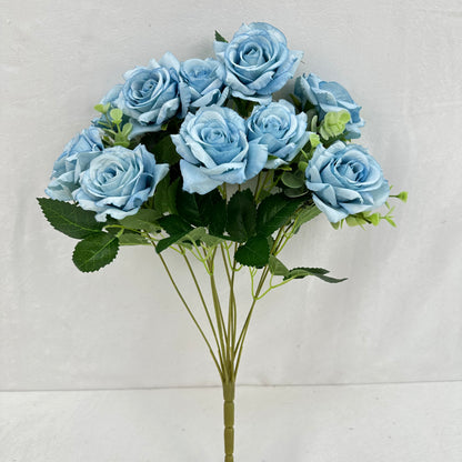Blue Silk Wedding Rose Bush - 11 Heads