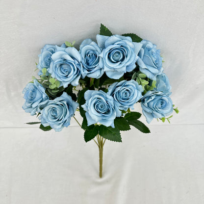 Blue Silk Wedding Rose Bush - 11 Heads