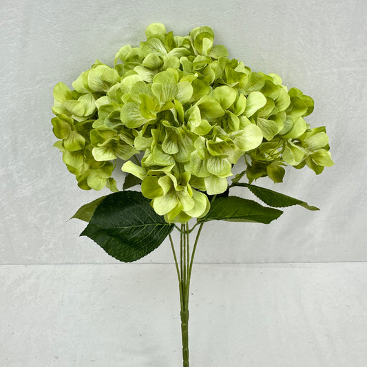 Green Silk 3D Hydrangea Bush - 5 Heads