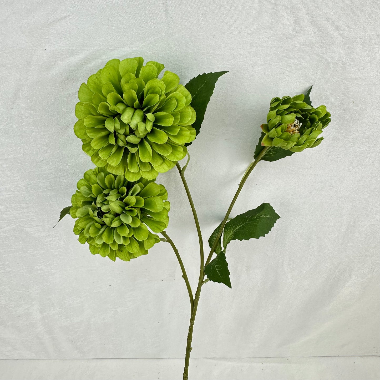 Green Silk French Dahlia Spray - 3 Heads