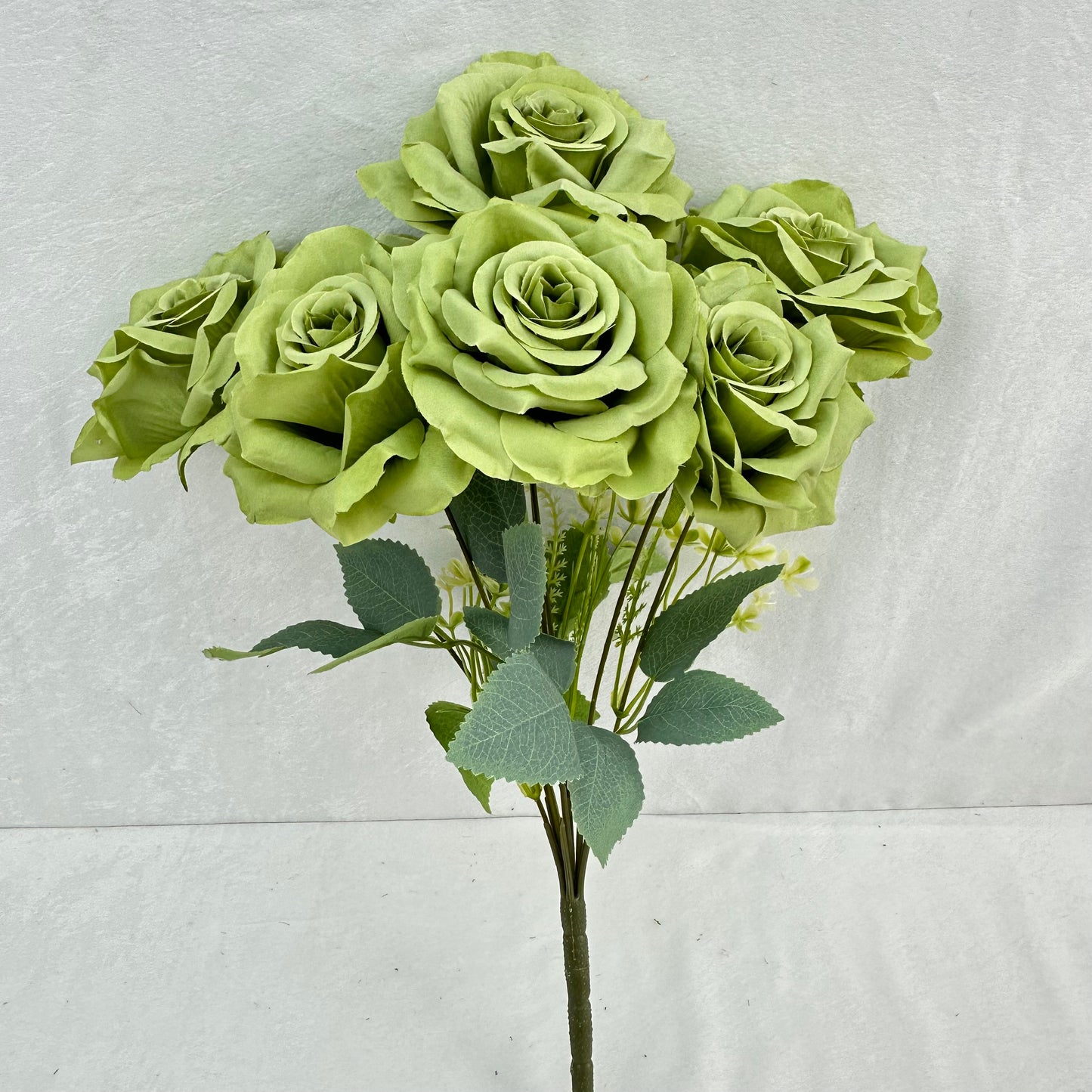 Green Silk Wedding Rose Bush - 7 Heads