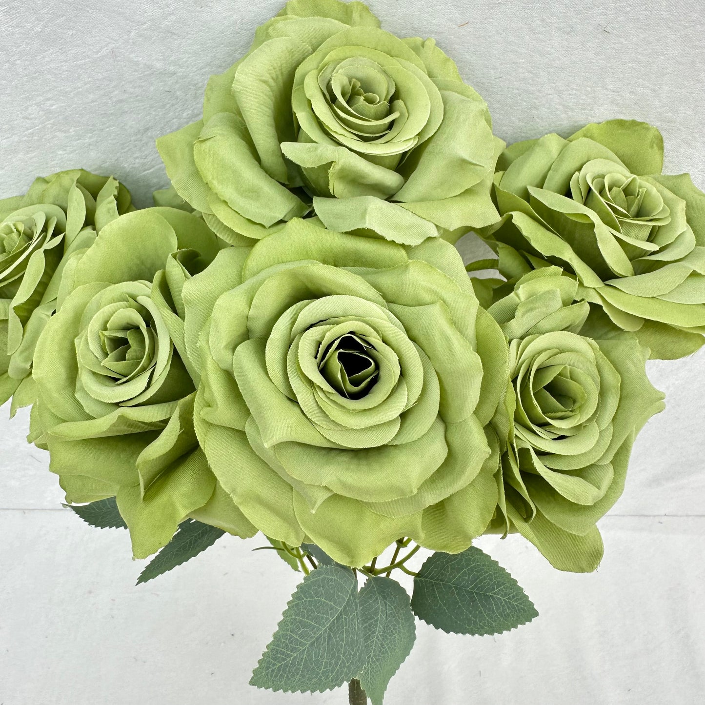 Green Silk Wedding Rose Bush - 7 Heads