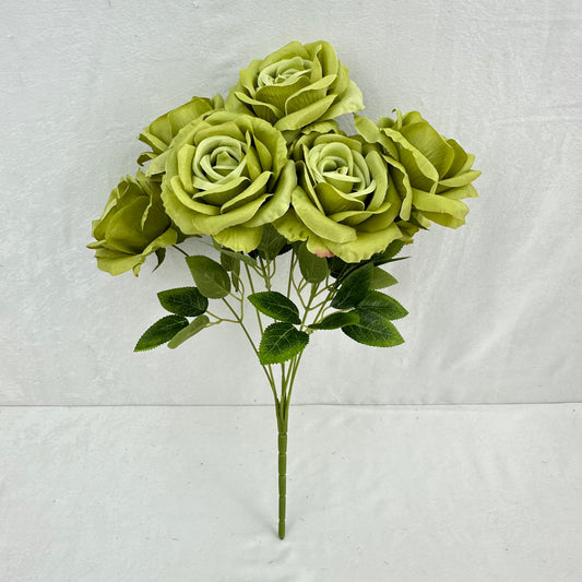 Green Silk Wedding Rose Bush - 7 Heads