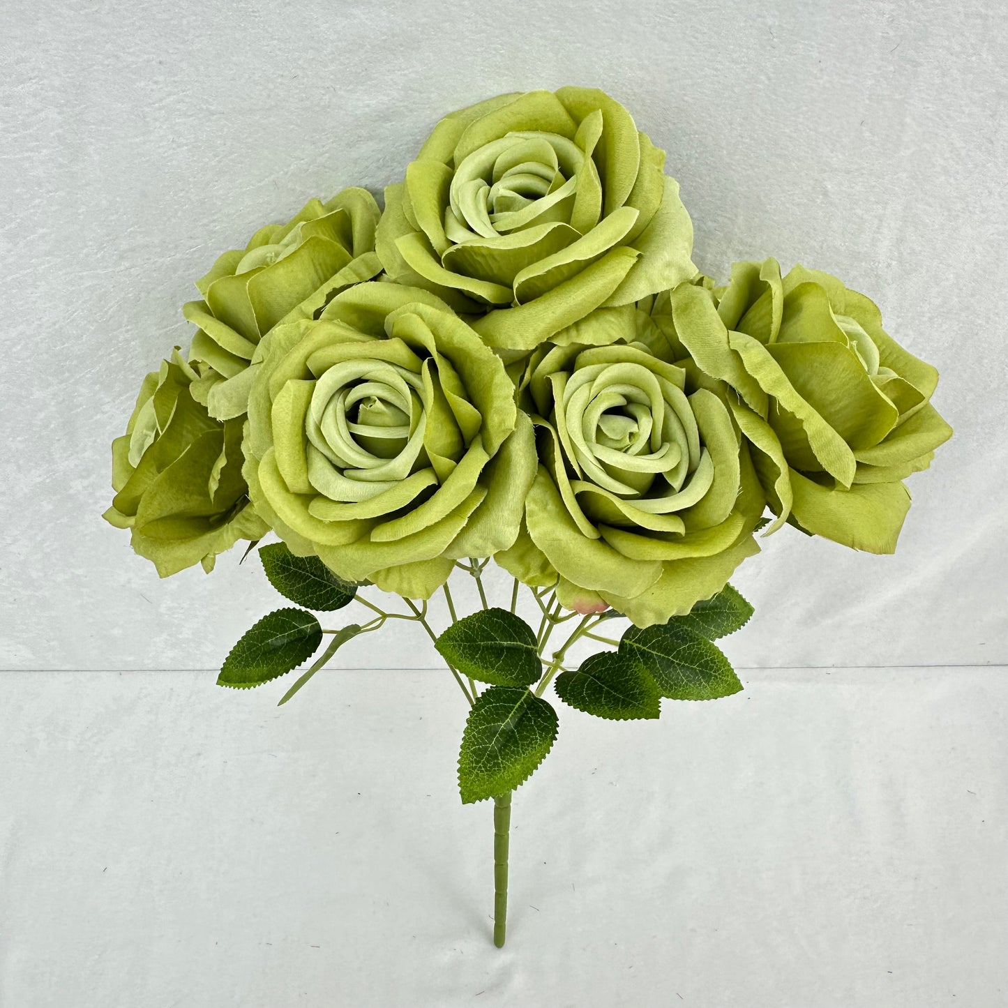 Green Silk Wedding Rose Bush - 7 Heads