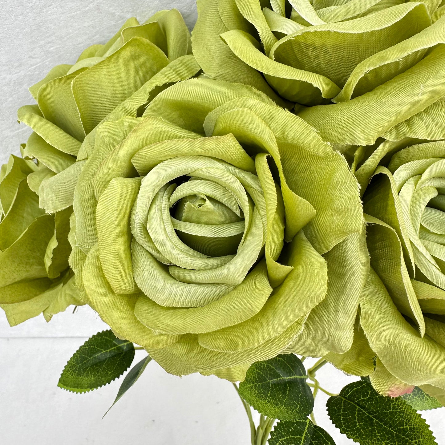 Green Silk Wedding Rose Bush - 7 Heads